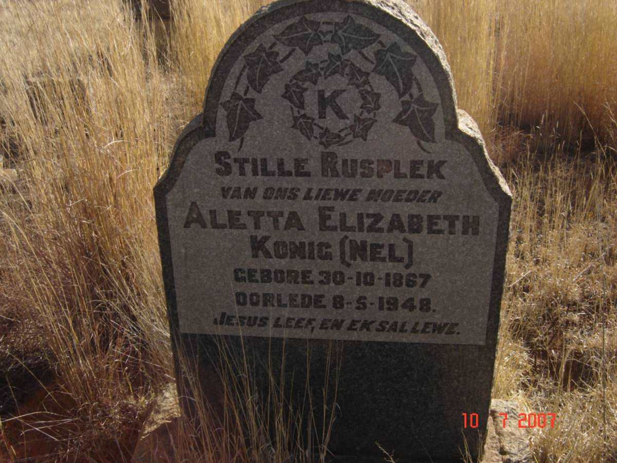 KONIG Aletta Elizabeth nee NEL 1867-1948