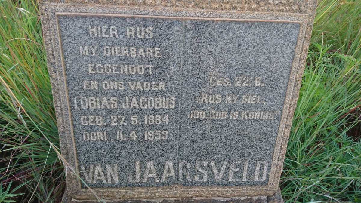 JAARSVELD Tobias Jacobus, van 1884-1953