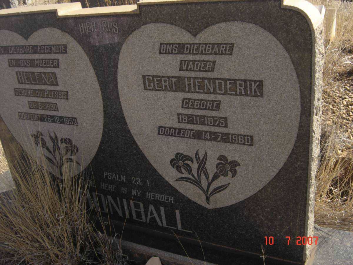 HONIBALL Gert Henderik 1875-1960 &amp; Helena DU PLESSIS 1890-1953