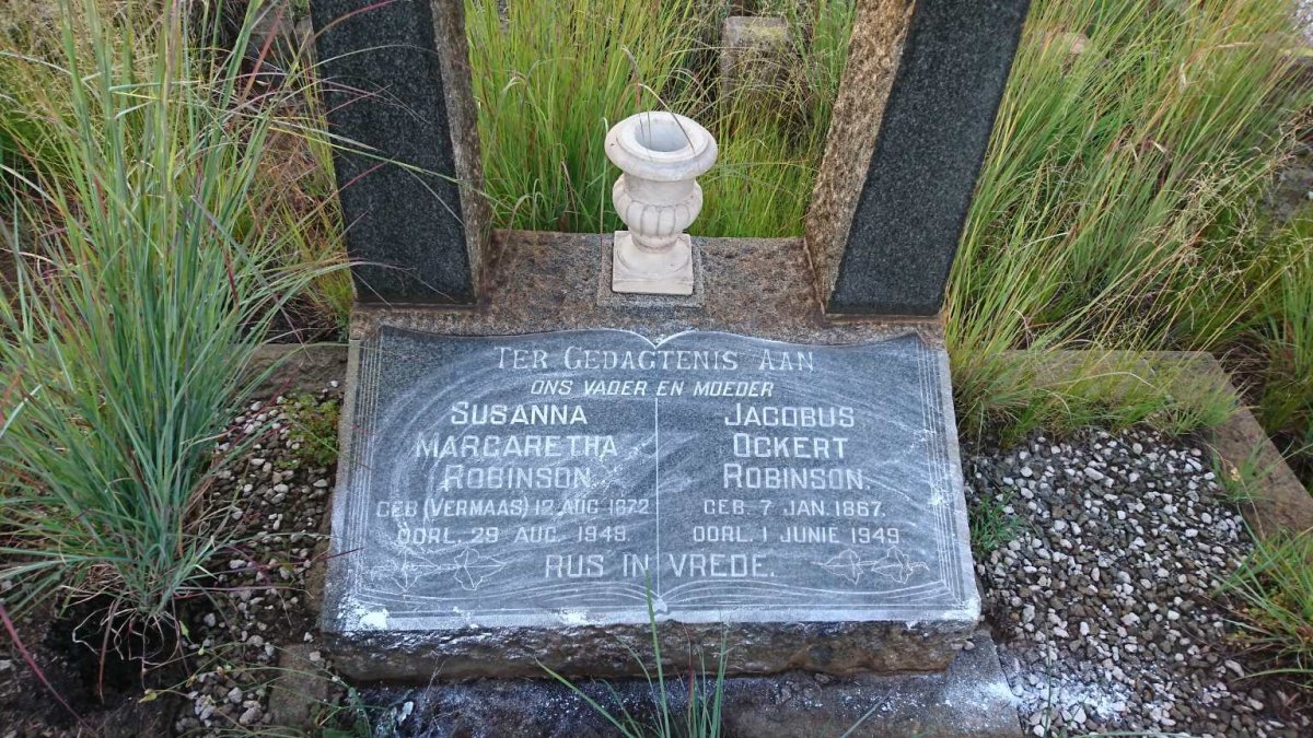ROBINSON Jacobus Ockert 1867-1949 &amp; Susanna Margaretha VERMAAS 1872-1949