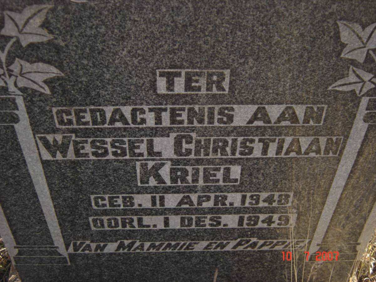 KRIEL Wessel Christiaan 1948-1949