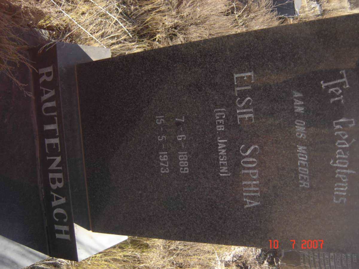 RAUTENBACH Elsie Sophia nee JANSEN 1889-1973