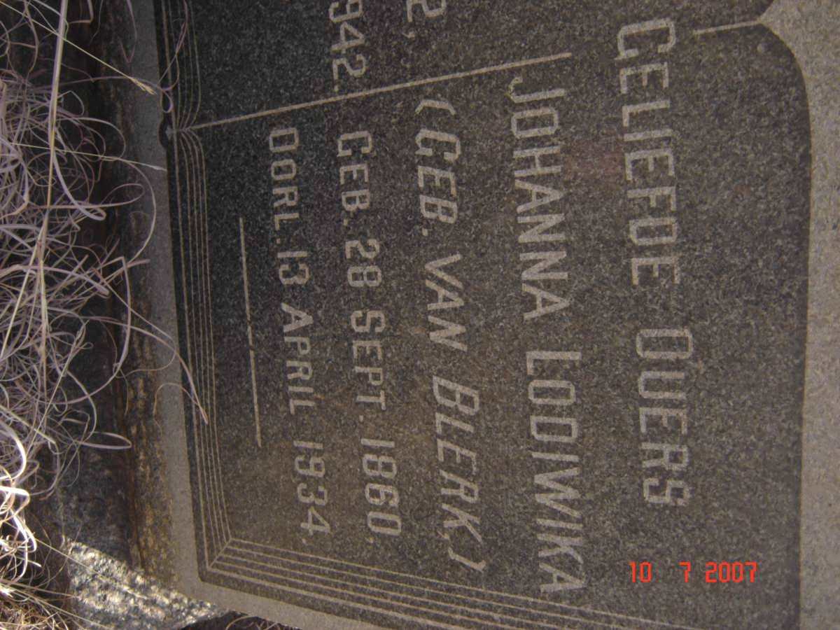 VILJOEN Johanna Lodiwika nee VAN BLERK 1860-1934 (a)