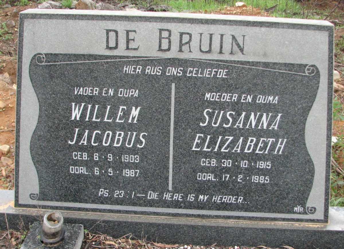 BRUIN Willem Jacobus, de 1903-1987 &amp; Susanna Elizabeth 1915-1985