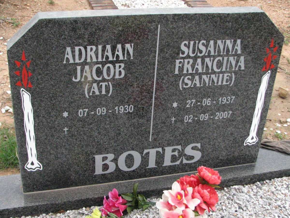 BOTES Adriaan Jacob 1930- &amp; Susanna Francina 1937-2007