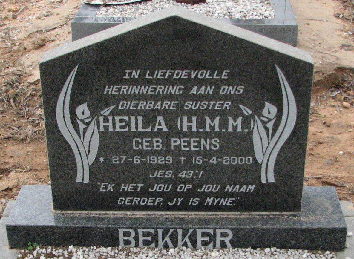BEKKER H.M.M. geb PEENS 1929-2000