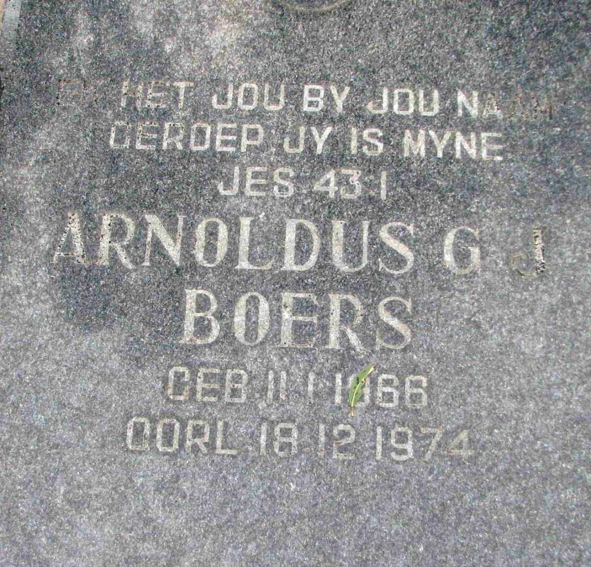 BOERS Arnoldus G.J. 1866-1974