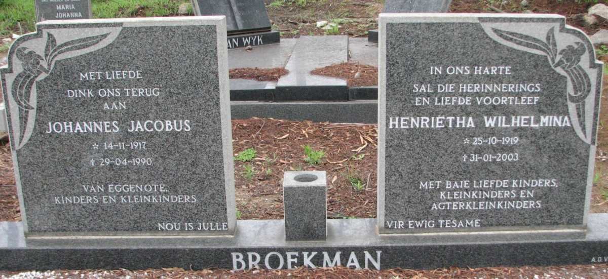 BROEKMAN Johannes Jacobus 1917-1990 &amp; Henriëtha Wilhelmina 1919-2003