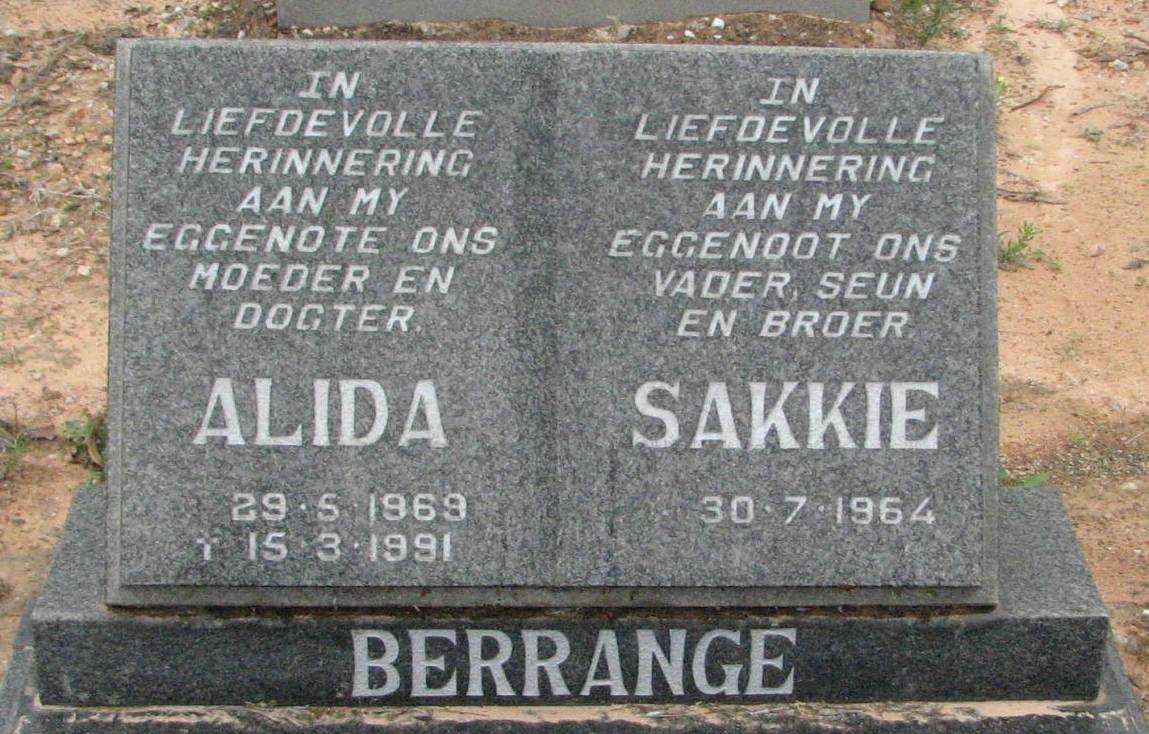BERRANGE Sakkie 1964 &amp; Alida 1969-1991