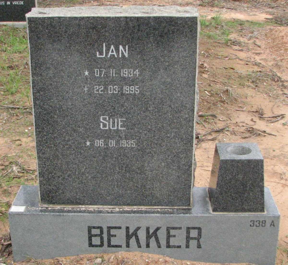 BEKKER Jan 1934-1995 &amp; Sue 1935-
