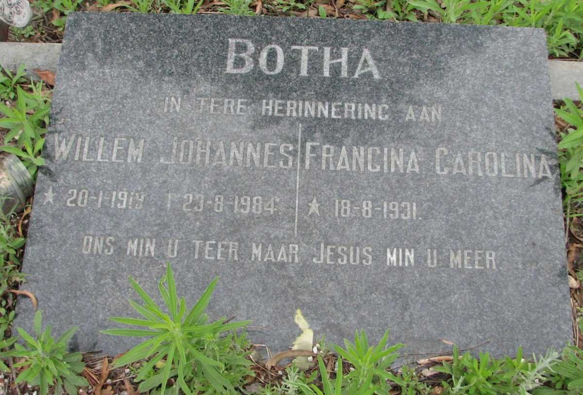 BOTHA Willem Johannes 1919-1984 &amp; Francina Carolina 1931-