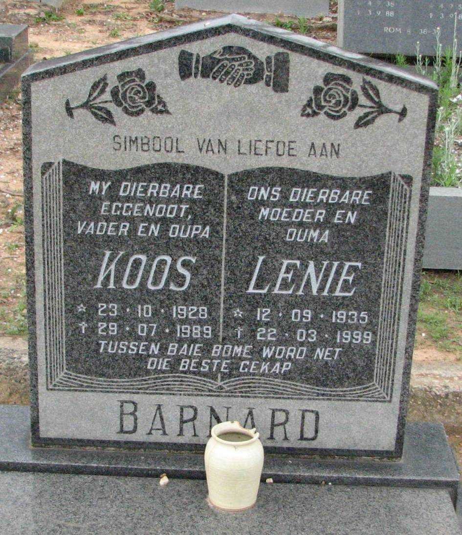 BARNARD Koos 1928-1989 &amp; Lenie 1935-1999