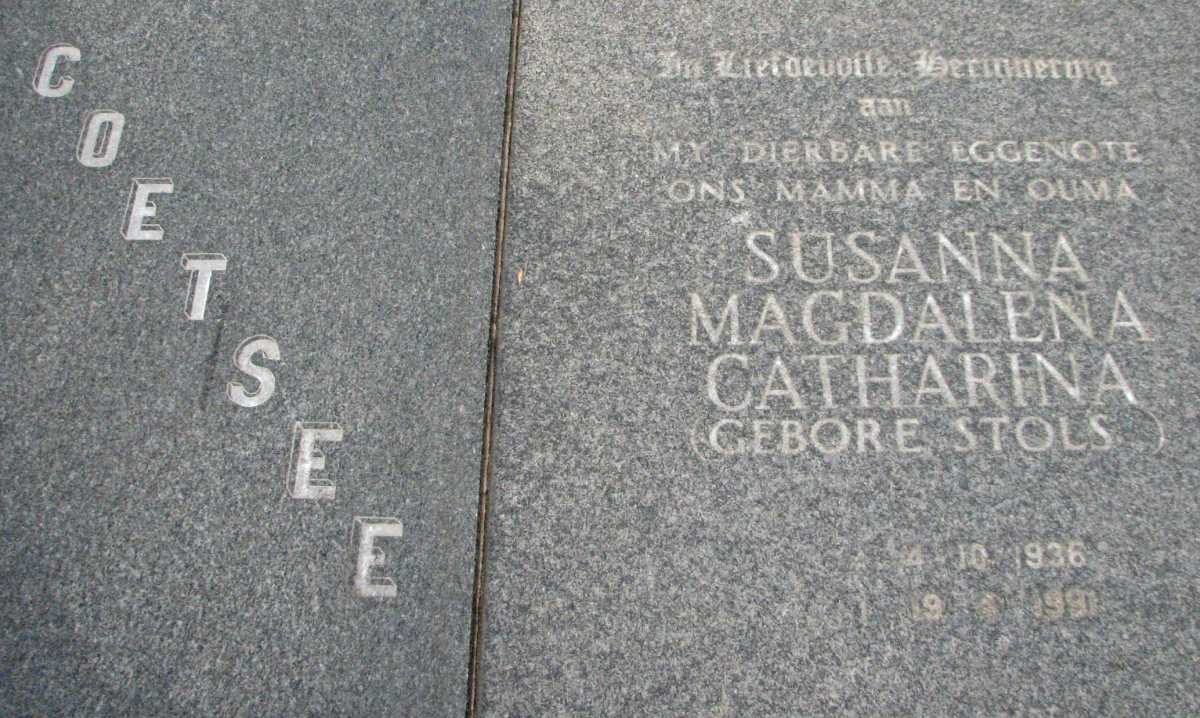 COETSEE Abraham Stefanus 1935-1989 &amp; Susanna Magdalena Catharina STOLS 1936-1991