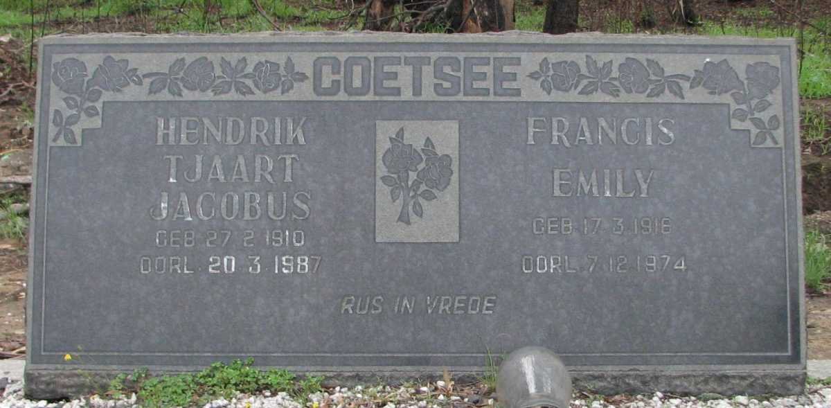COETSEE Hendrik Tjaart Jacobus 1910-1987 &amp; Francis Emily 1918-1974