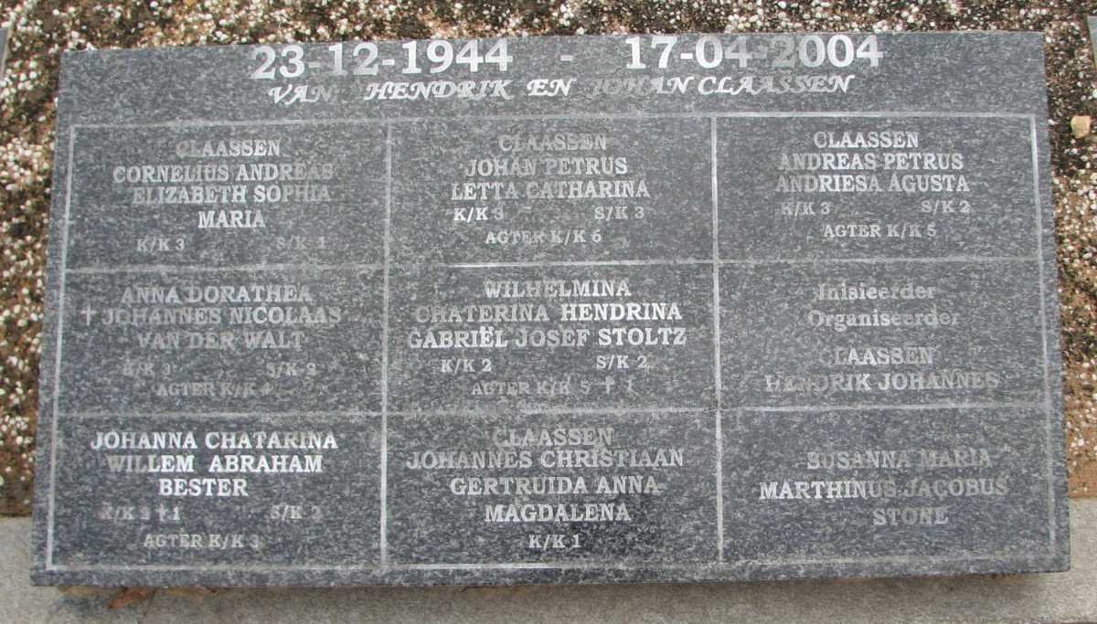 CLAASSEN Hendrik 1944-2004 :: CLAASSEN Johan 1944-2004