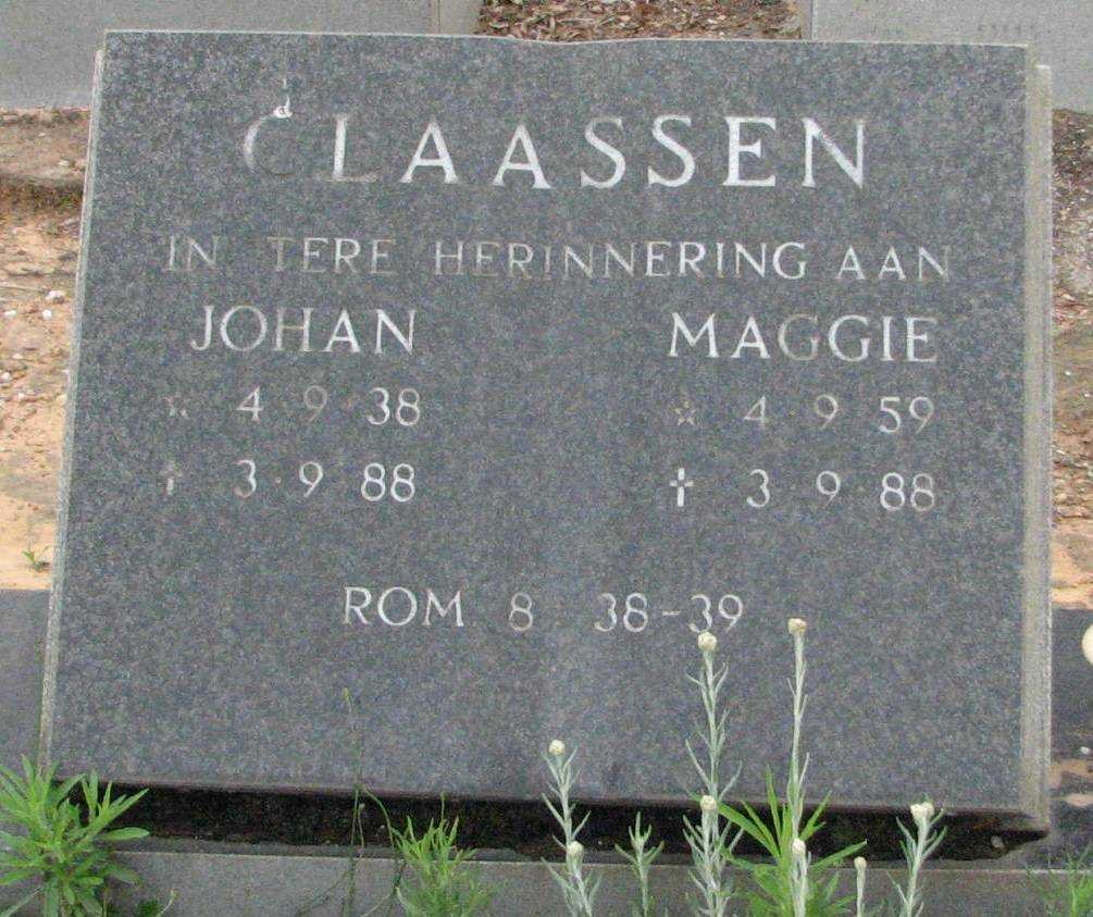 CLAASSEN Johan 1938-1988 &amp; Maggie 1959-1988