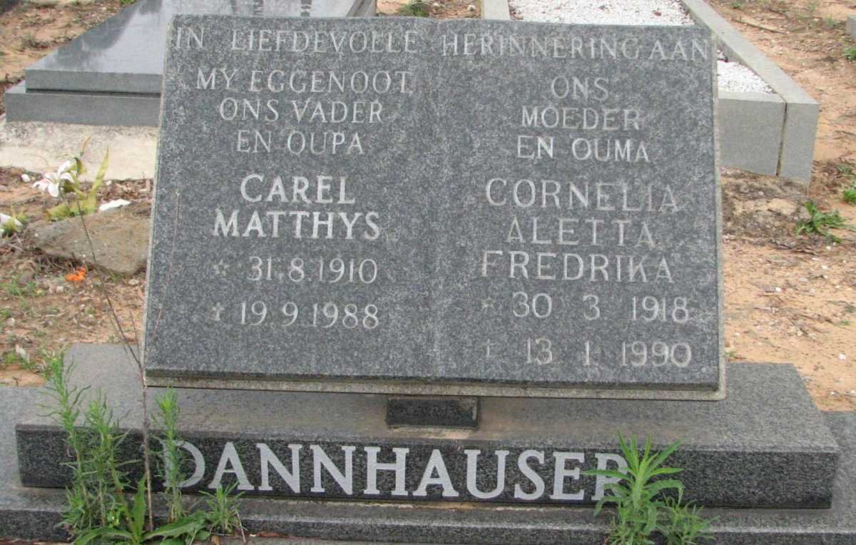 DANNHAUSER Carel Matthys 1910-1988 &amp; Cornelia Aletta Fredrika 1918-1990