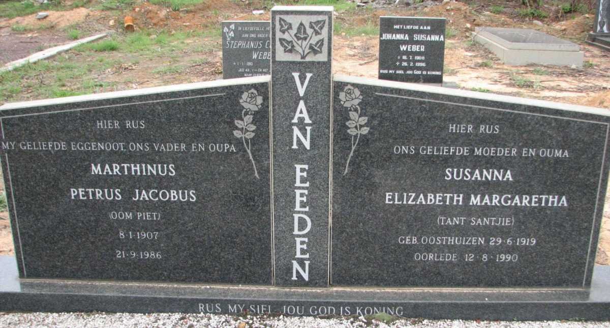 EEDEN Marthinus Petrus Jacobus, van 1907-1986 &amp; Susanna Elizabeth Margaretha OOSTHUIZEN 1919-1990
