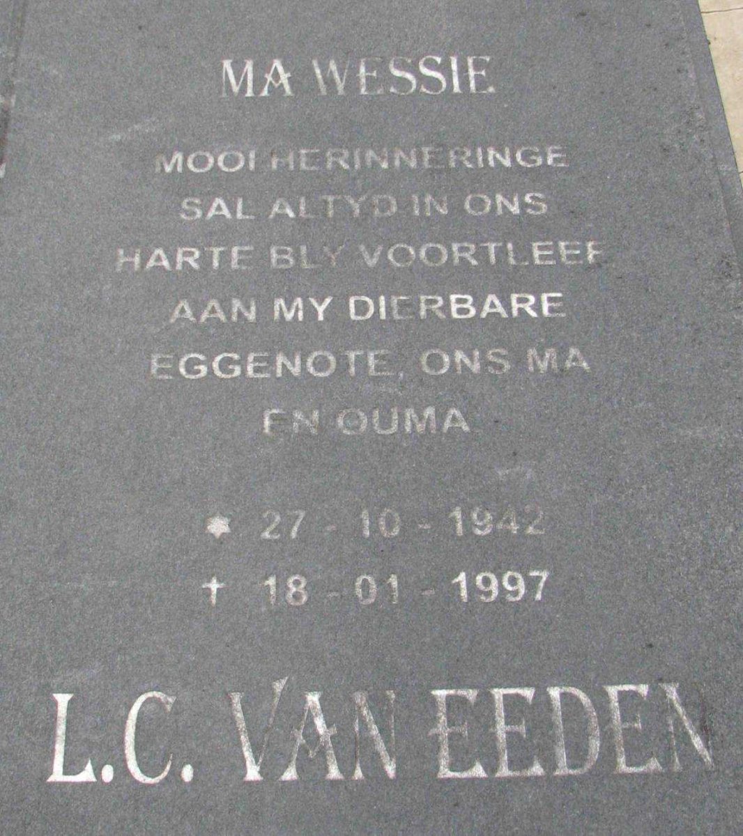 EEDEN L.C., van 1942-1997