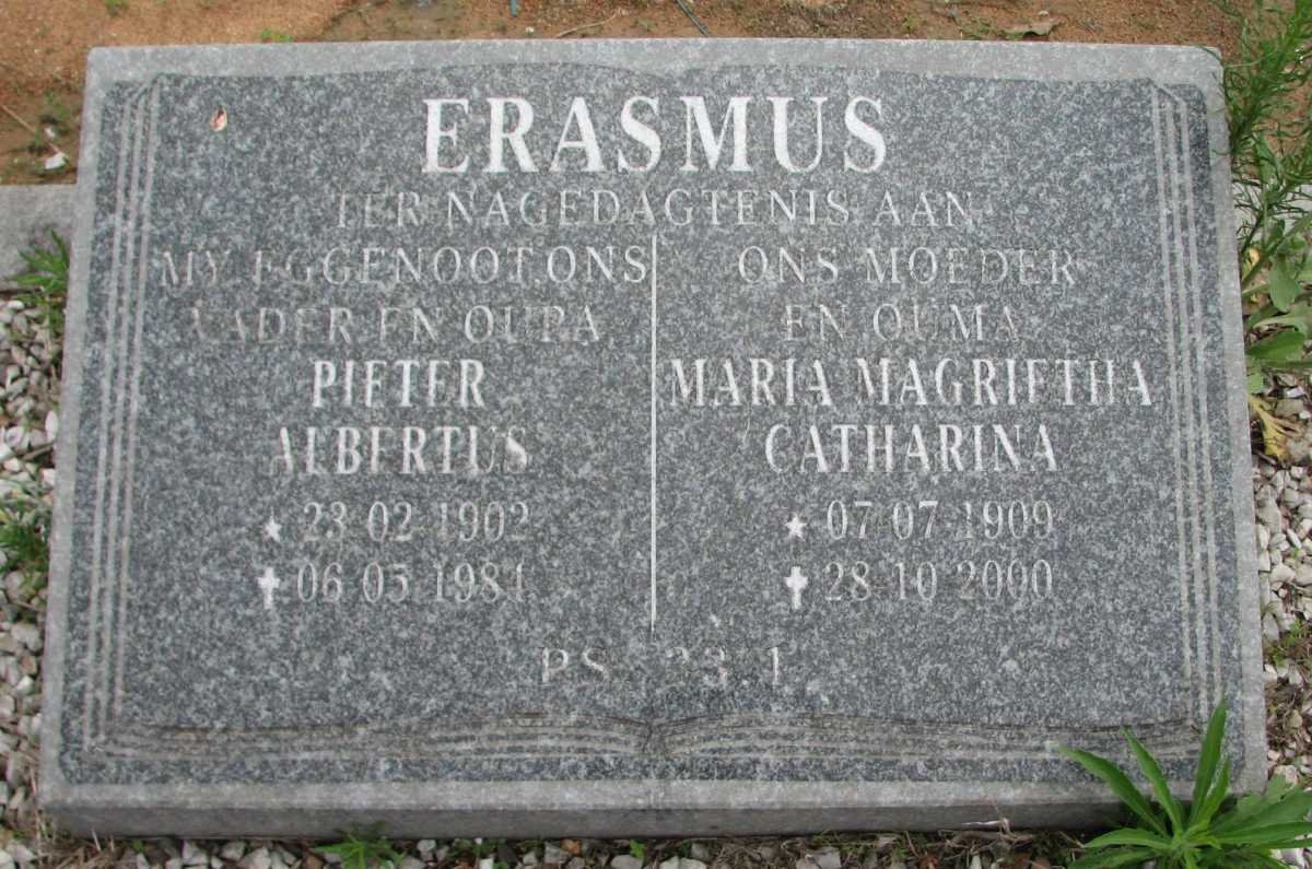 ERASMUS Pieter Albertus 1902-1981 &amp; Maria Magrietha Catharina 1909-2000
