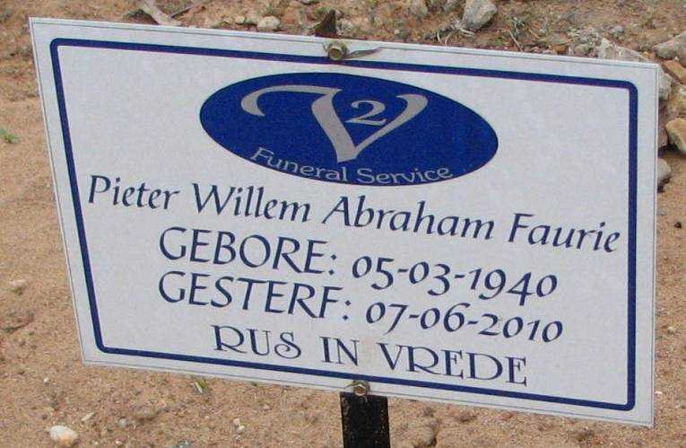 FAURIE Pieter Wllem Abraham 1940-2010