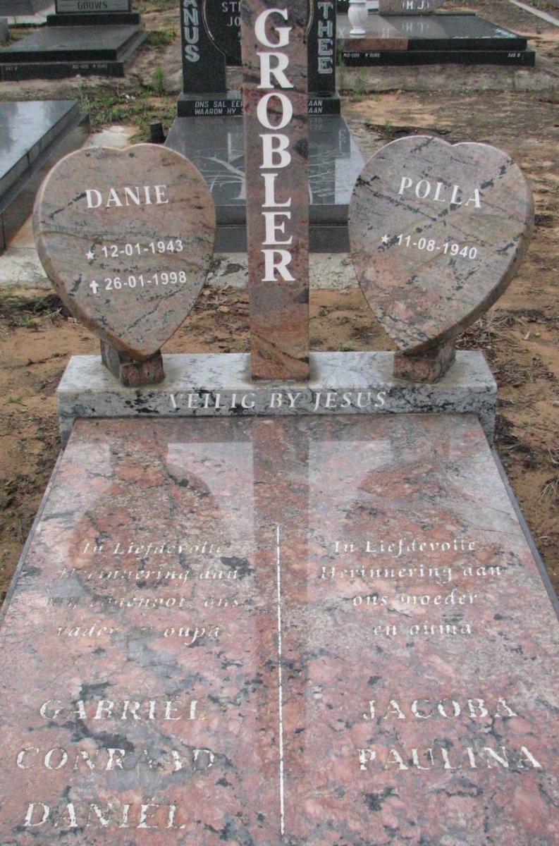 GROBLER Gabriel Conraad Daniel 1943-1998 &amp; Jacoba Paulina 1940-