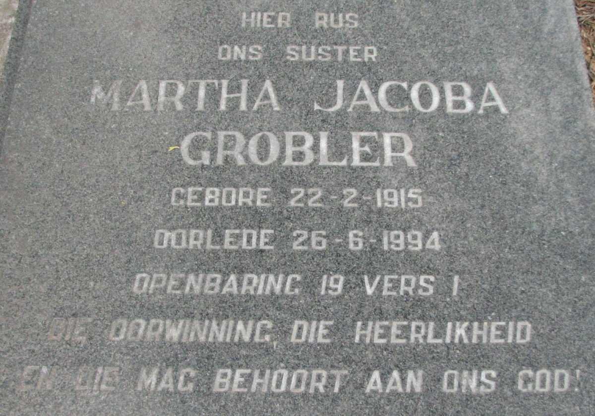 GROBLER Martha Jacoba 1915-1994