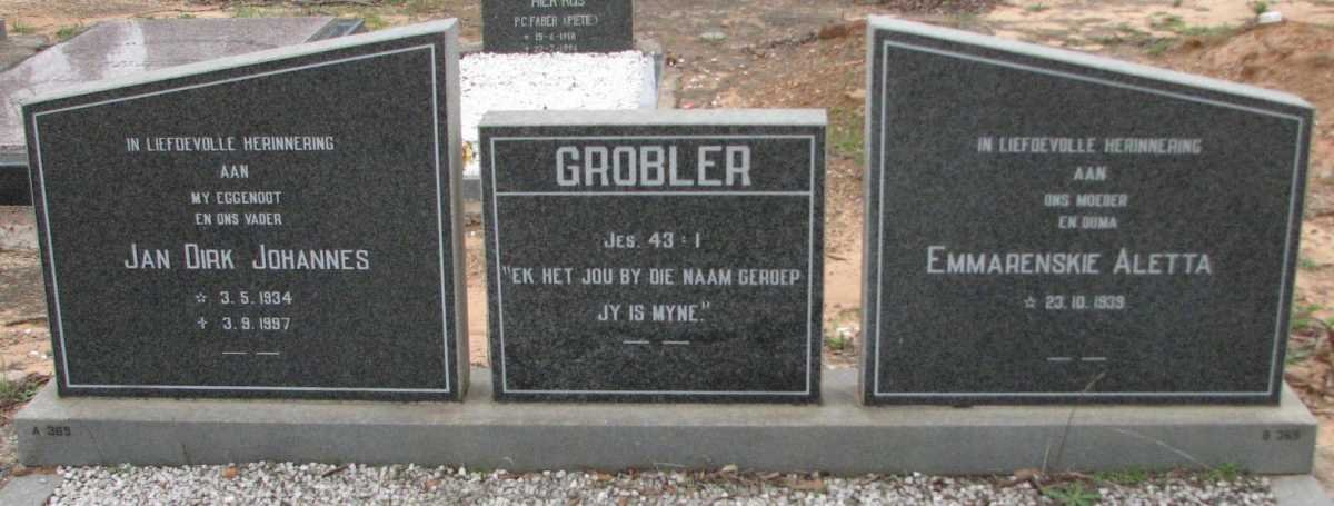 GROBLER Jan Dirk Johannes 1934-1997 &amp; Emmarenskie Aletta 1939-