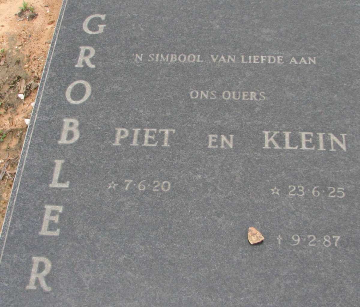 GROBLER Piet 1920- &amp; Klein 1925-1987