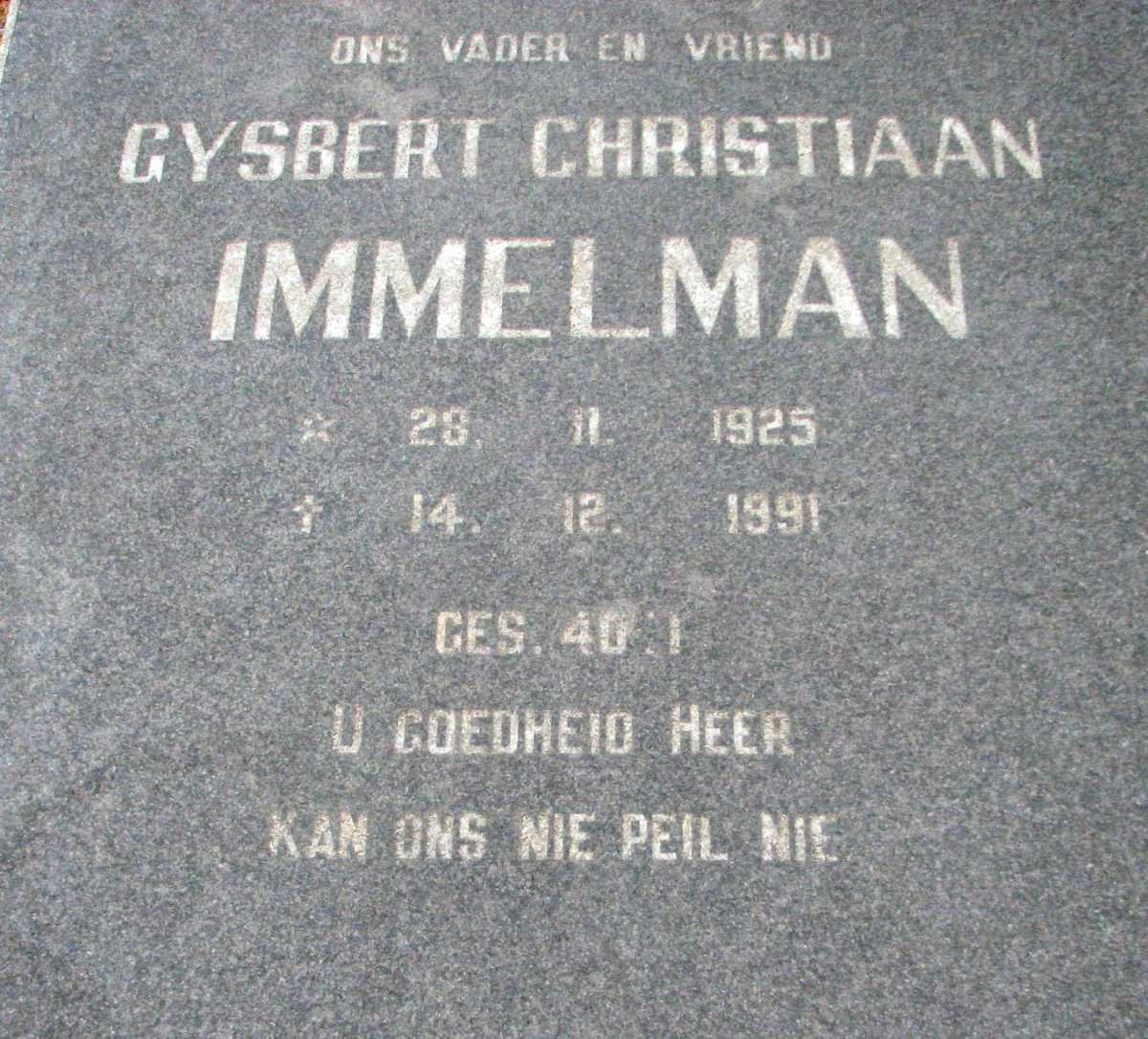 IMMELMAN Gysbert Christiaan 1925-1991