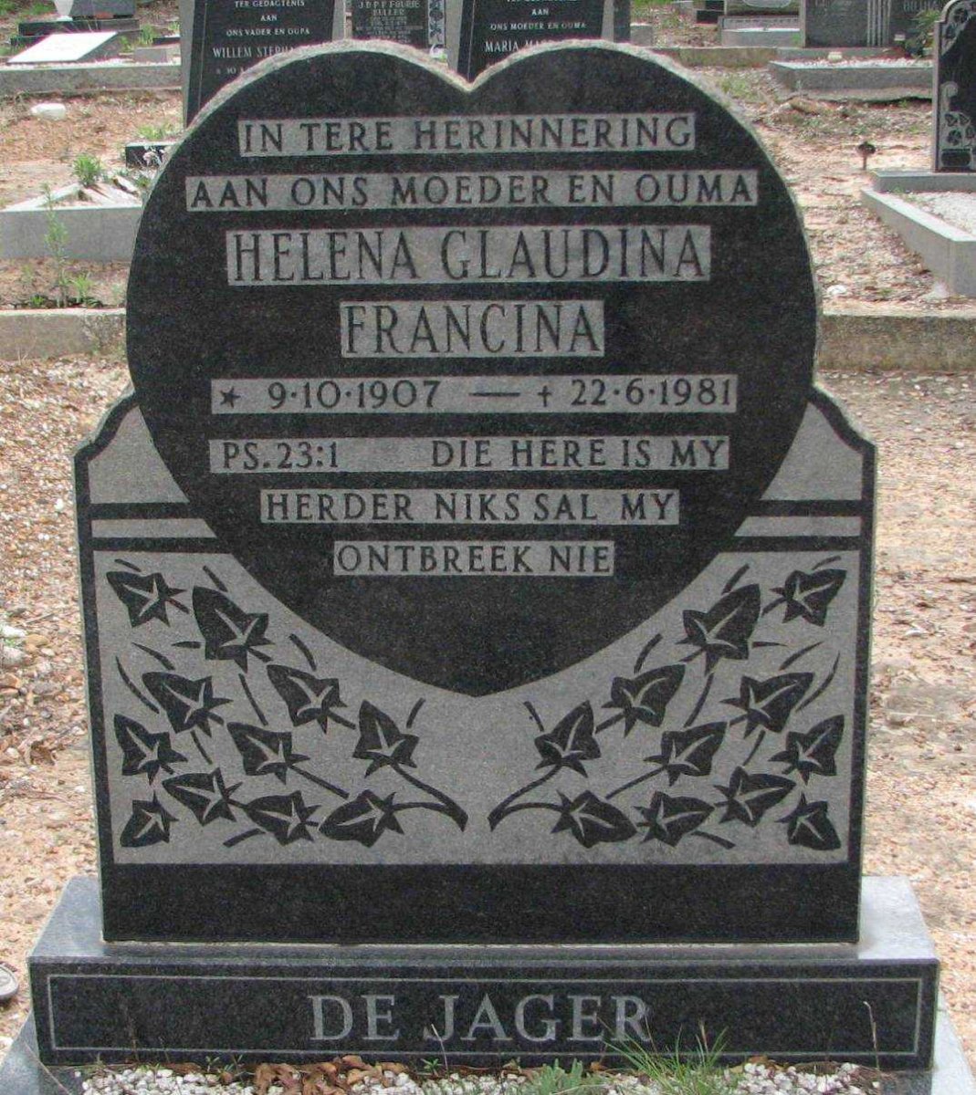 JAGER Helena Glaudina Francina, de 1907-1981