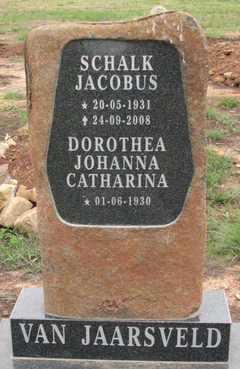 JAARSVELD Schalk Jacobus, van 1931-2008 &amp; Dorothea Johanna Catharina 1930-