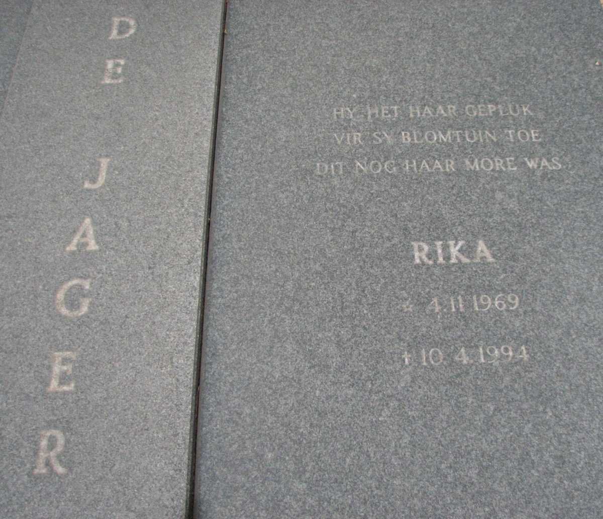 JAGER Johan Adam, de 1944-1991 :: de JAGER Rika 1969-1994