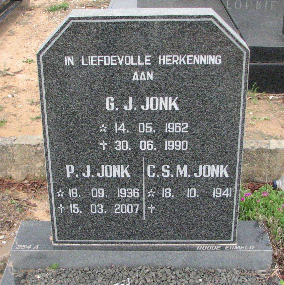 JONK P.J. 1936-2007 &amp; C.S.M. 1941- :: G.J. 1962-1990