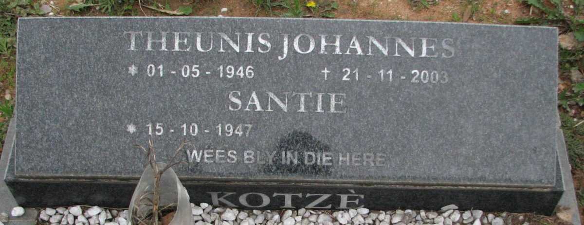 KOTZé Theunis Johannes 1946-2003 &amp; Santie 1947-