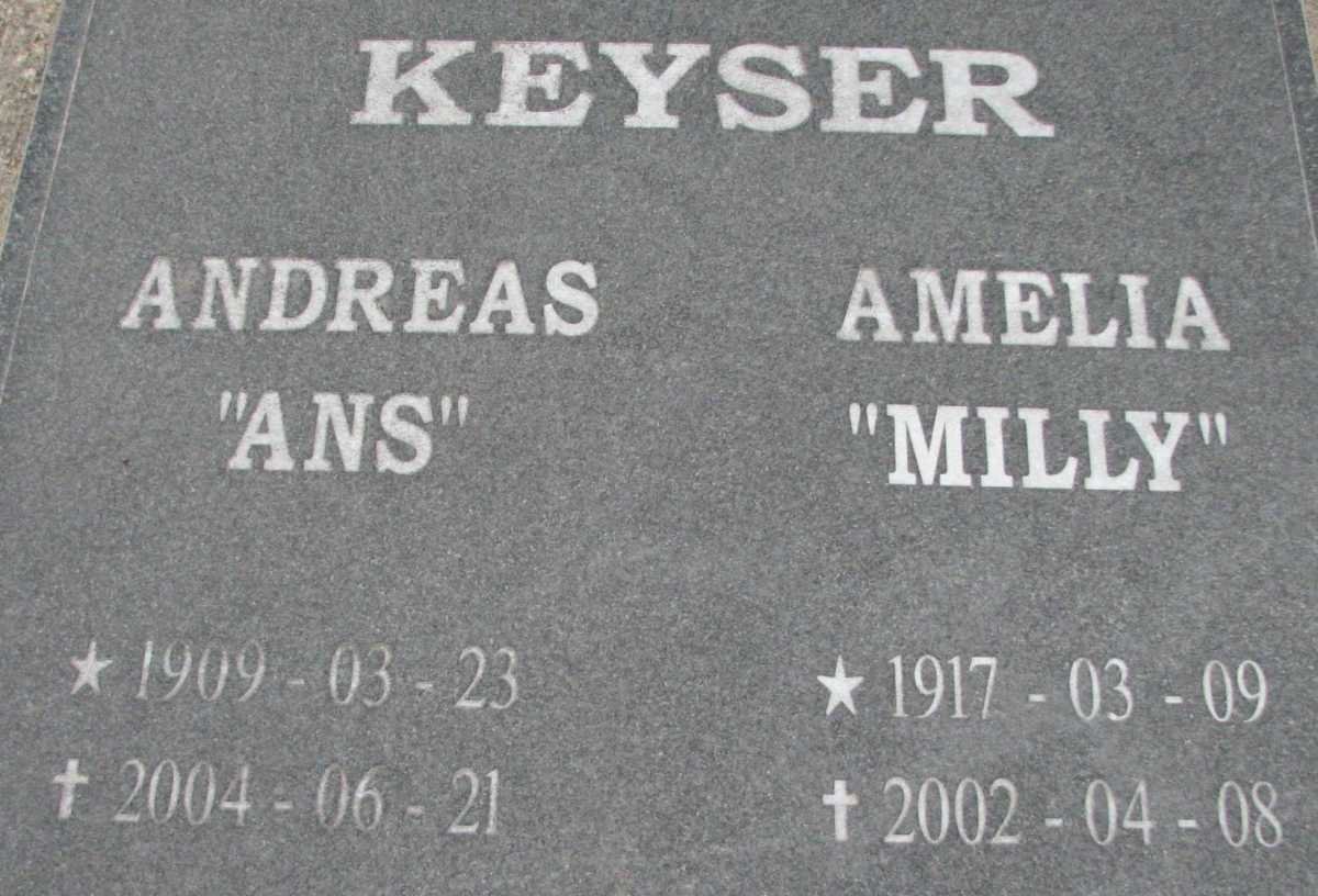 KEYSER Andreas 1909-2004 &amp; Amelia 1917-2002