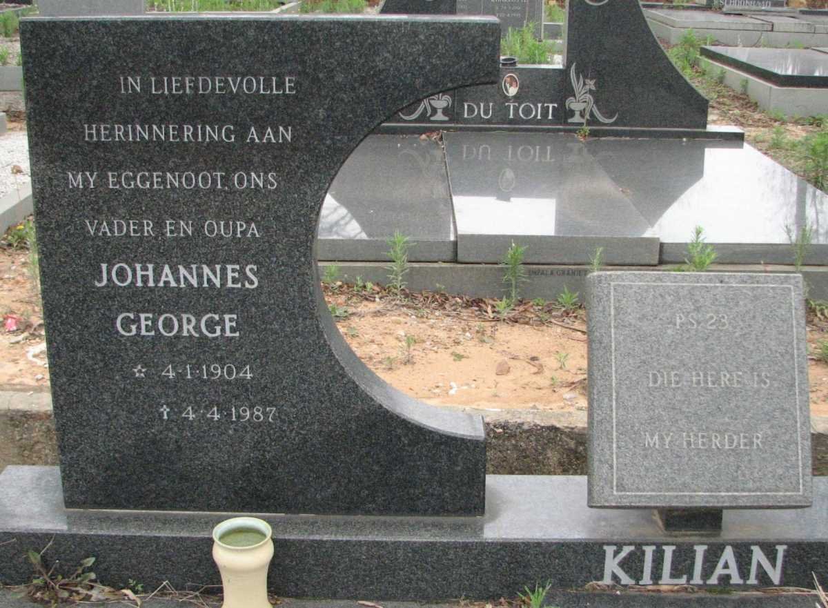 KILIAN Johannes George 1904-1987 &amp; Johanna Adriana JANSE VAN RENSBURG 1918-1989