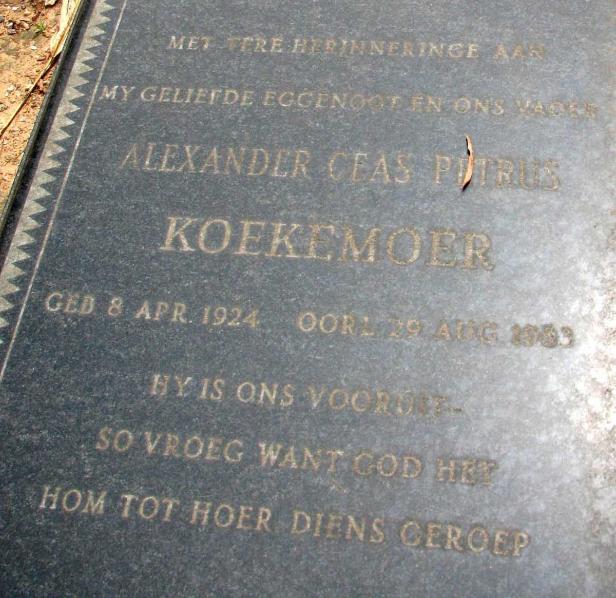 KOEKEMOER Alexander Ceas Petrus 1924-1986