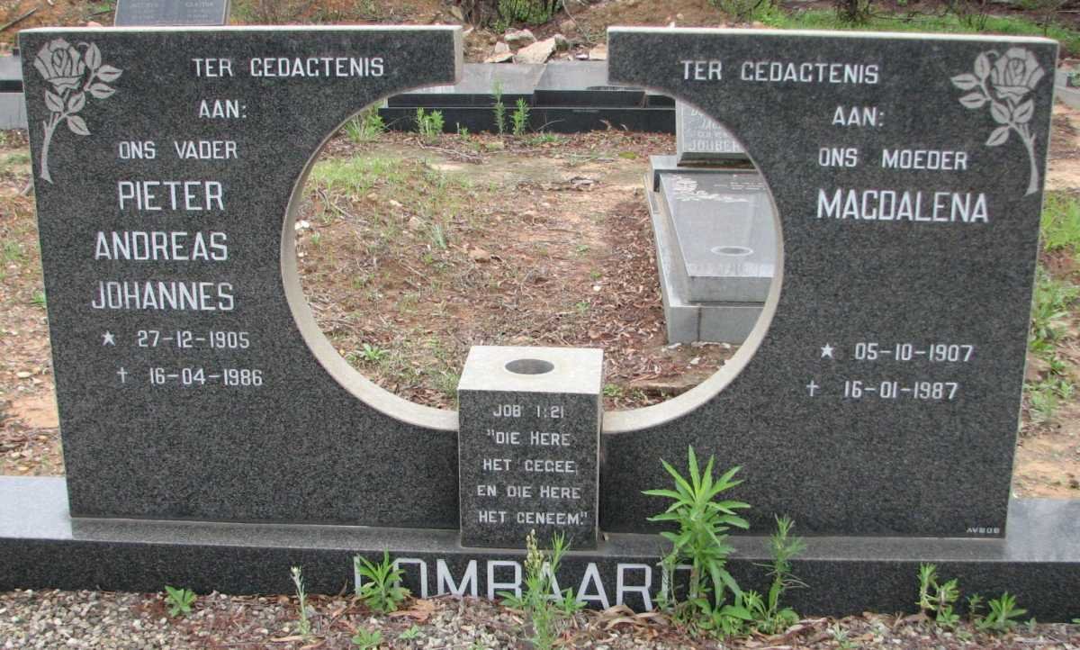 LOMBAARD Pieter Andreas Johannes 1905-1986 &amp; Magdalena 1907-1987