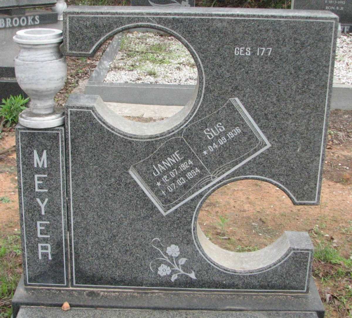 MEYER Jannie 1924-1994 &amp; Sus 1936-