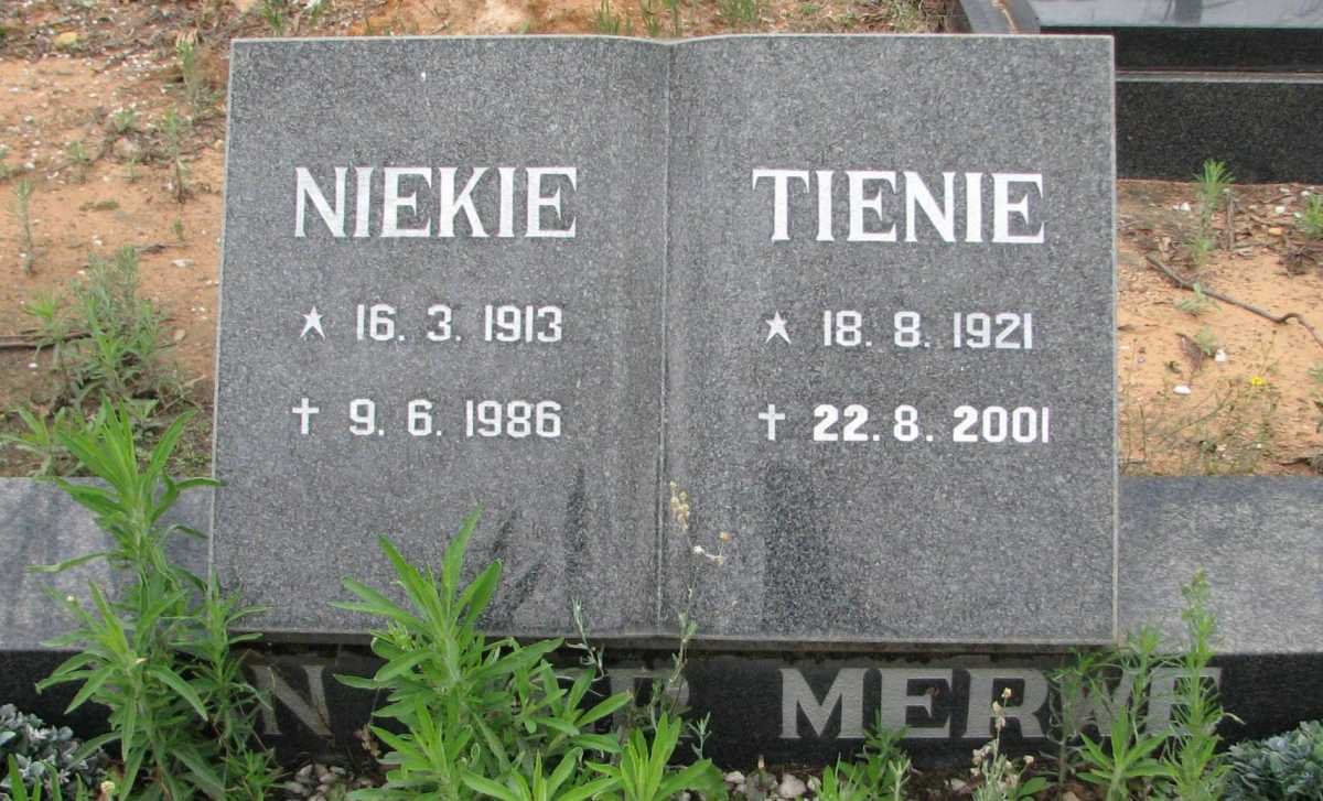 MERWE Niekie, van der 1913-1986 &amp; Tienie 1921-2001