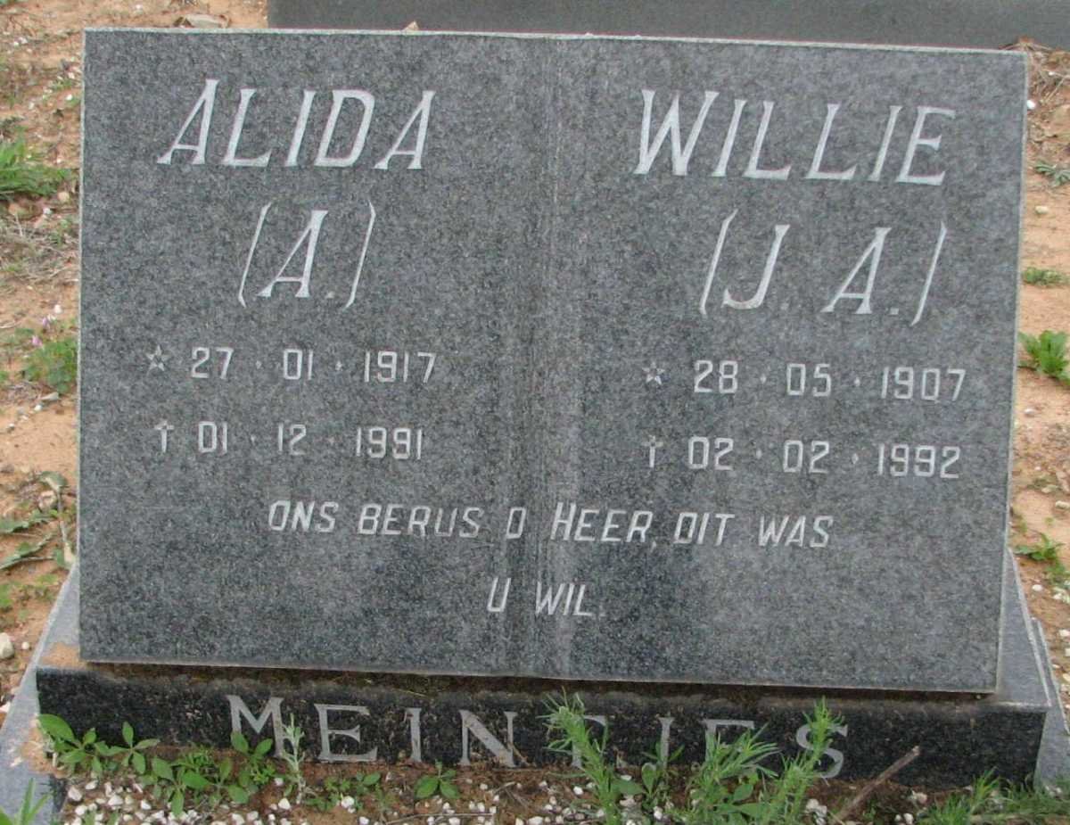 MEINTJIES J.A. 1907-1992 &amp; A. 1917-1991