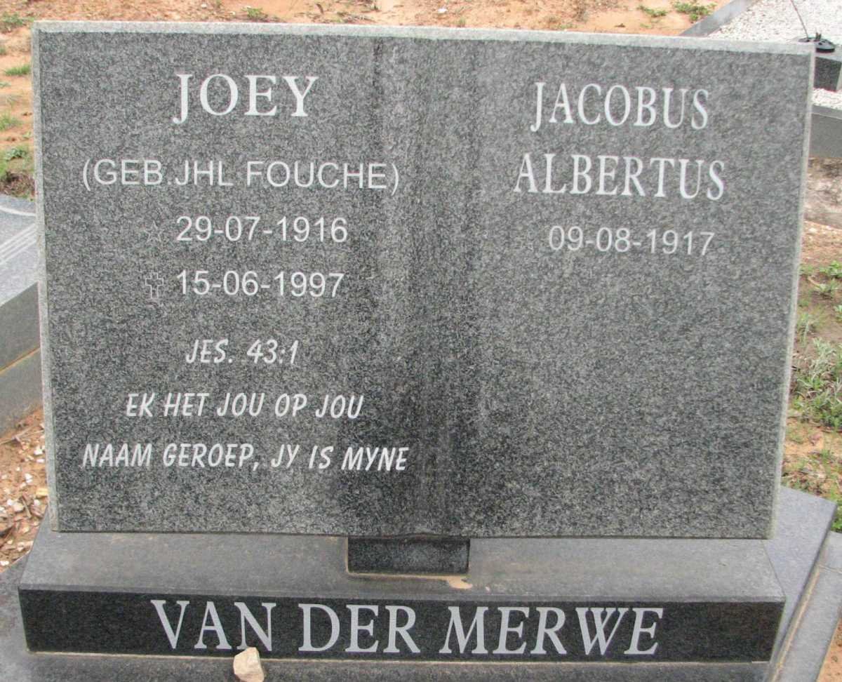 MERWE Jacobus Albertus, van der 1917- &amp; J.H.L. FOUCHE 1916-1997