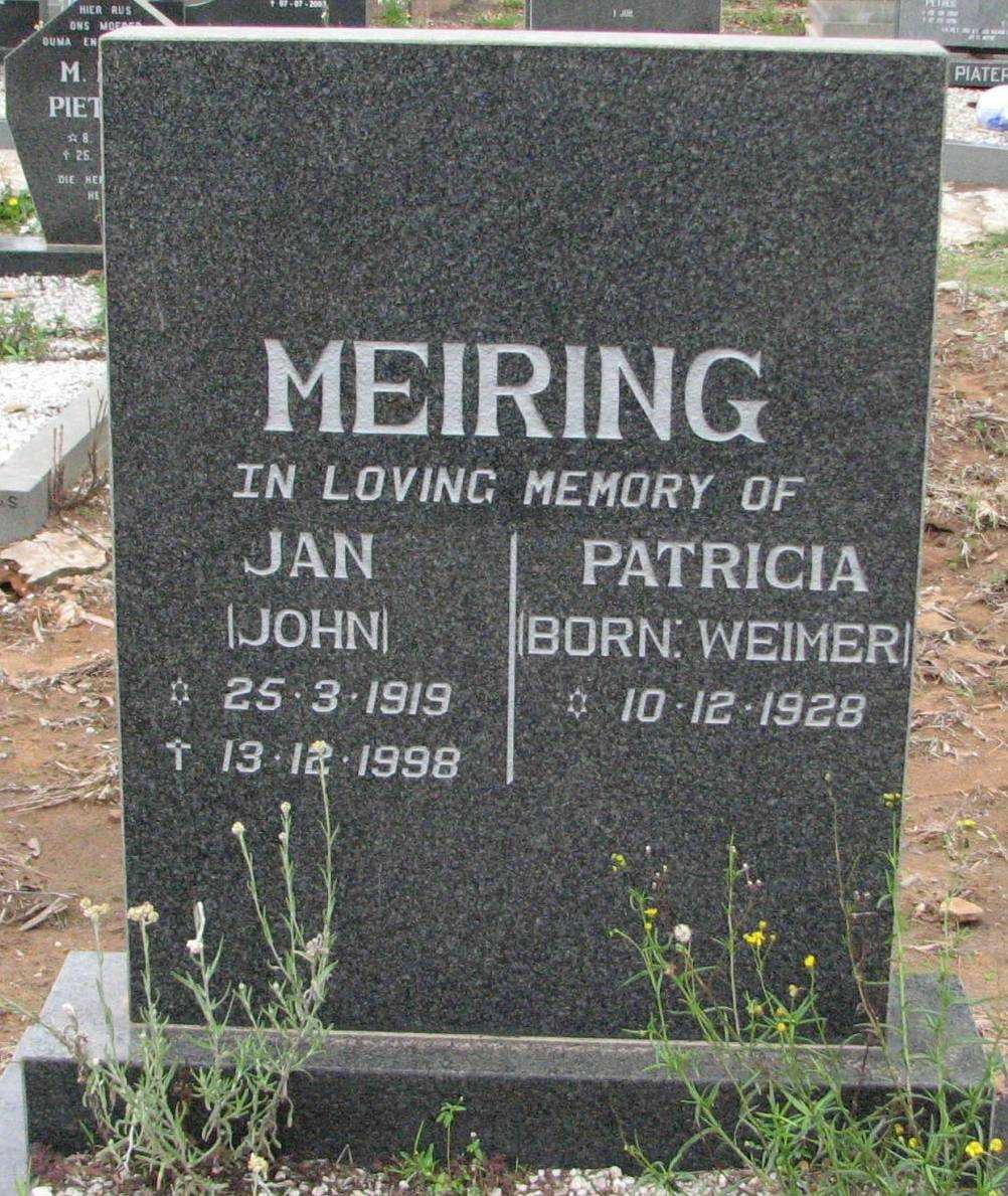 MEIRING Jan 1919-1998 &amp; Patricia WEIMER 1928-