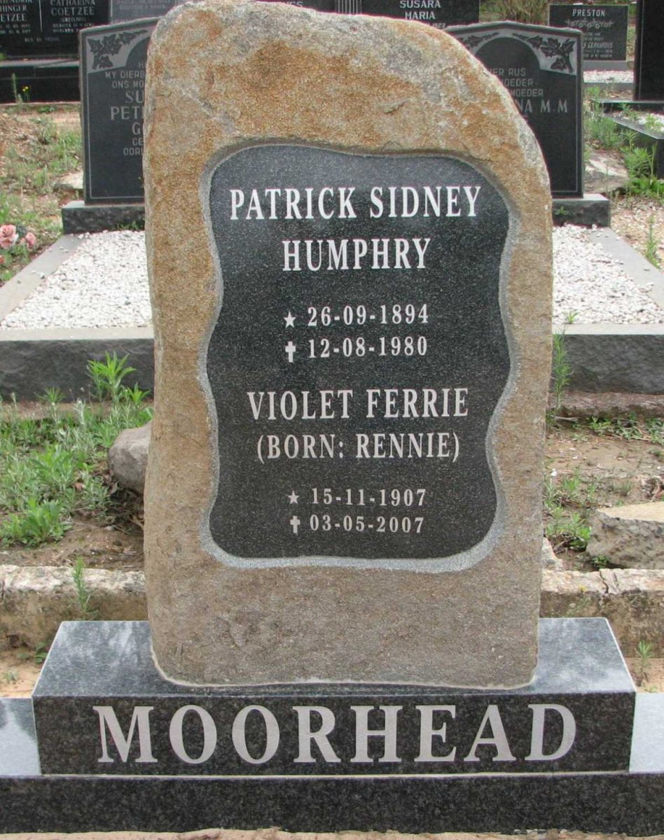 MOORHEAD Patrick Sydney Humphry 1894-1980 &amp; Violet Ferrie RENNIE 1907-2007