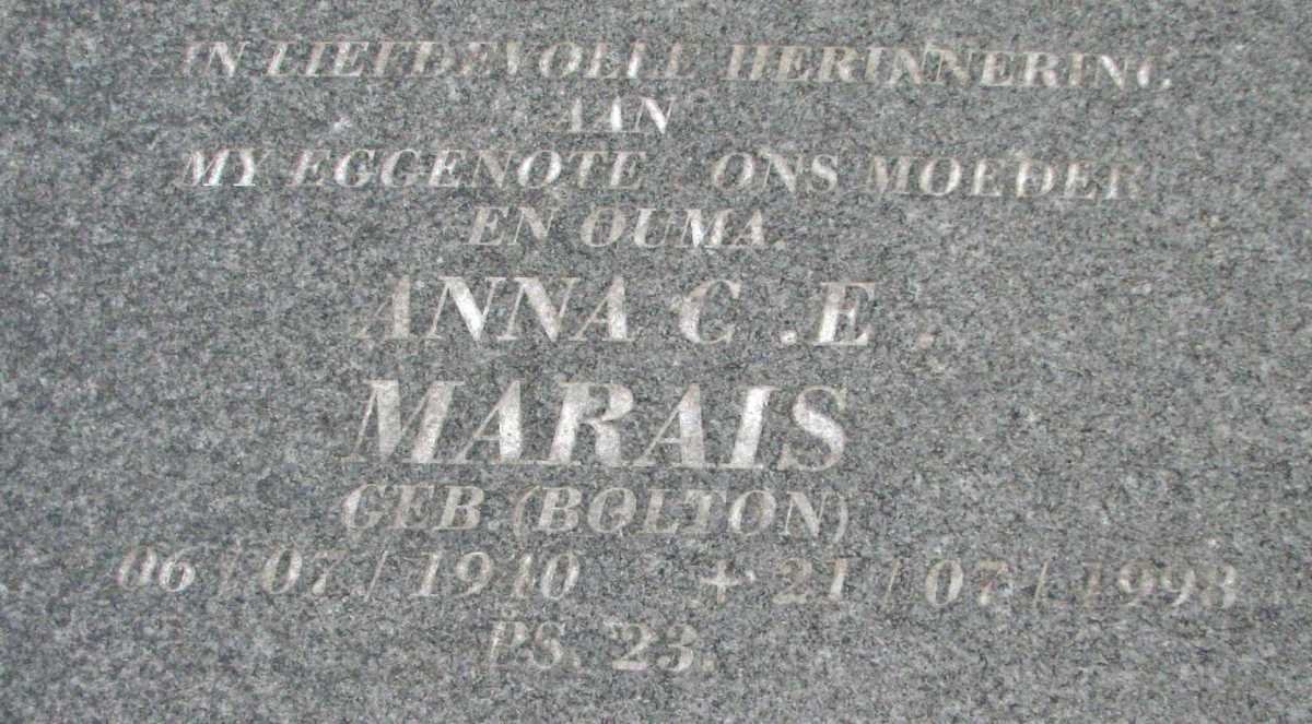 MARAIS Anna C.E. geb BOLTON 1910-1998