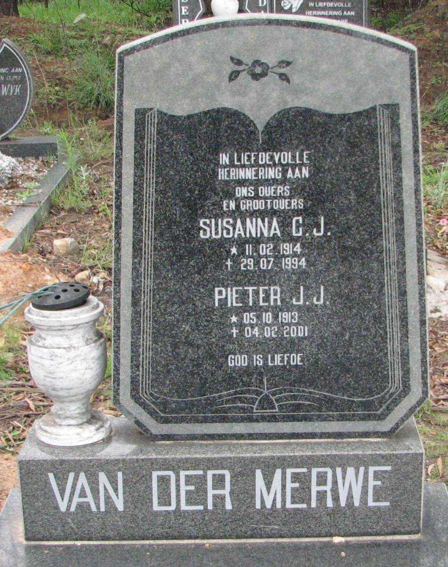 MERWE Pieter J.J., van der 1913-2001 &amp; Susanna C.J. 1914-1994