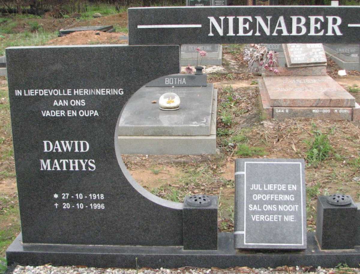 NIENABER Dawid Mathys 1918-1996 &amp; Martha Catharina Joachinmina 1923-2003