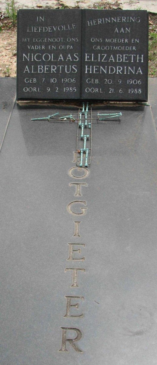 POTGIETER Nicolaas Albertus 1906-1955 &amp; Elizabeth Hendrina 1906-1988