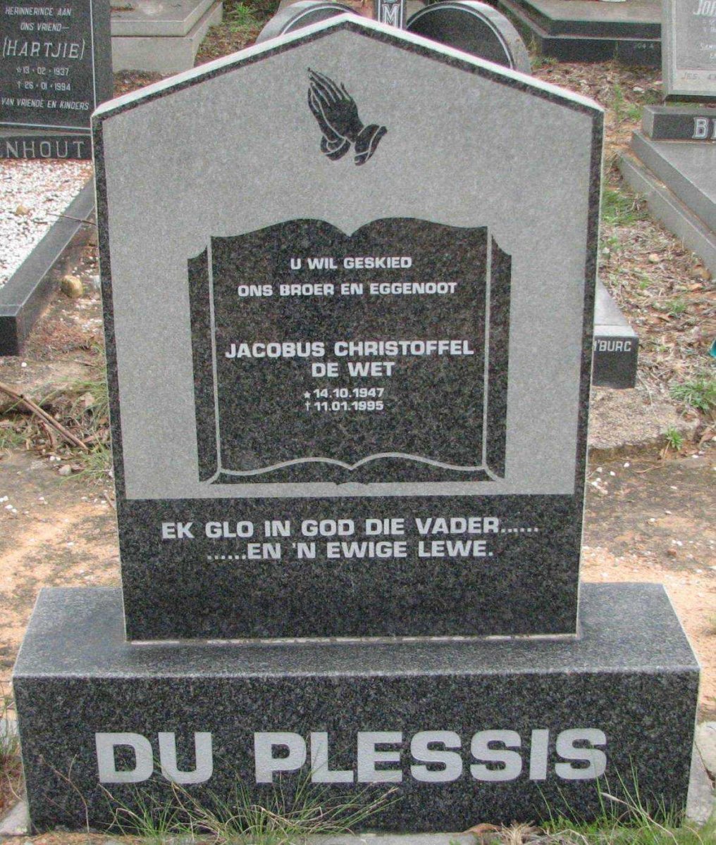 PLESSIS Jacobus Christoffel de Wet, du 1947-1995